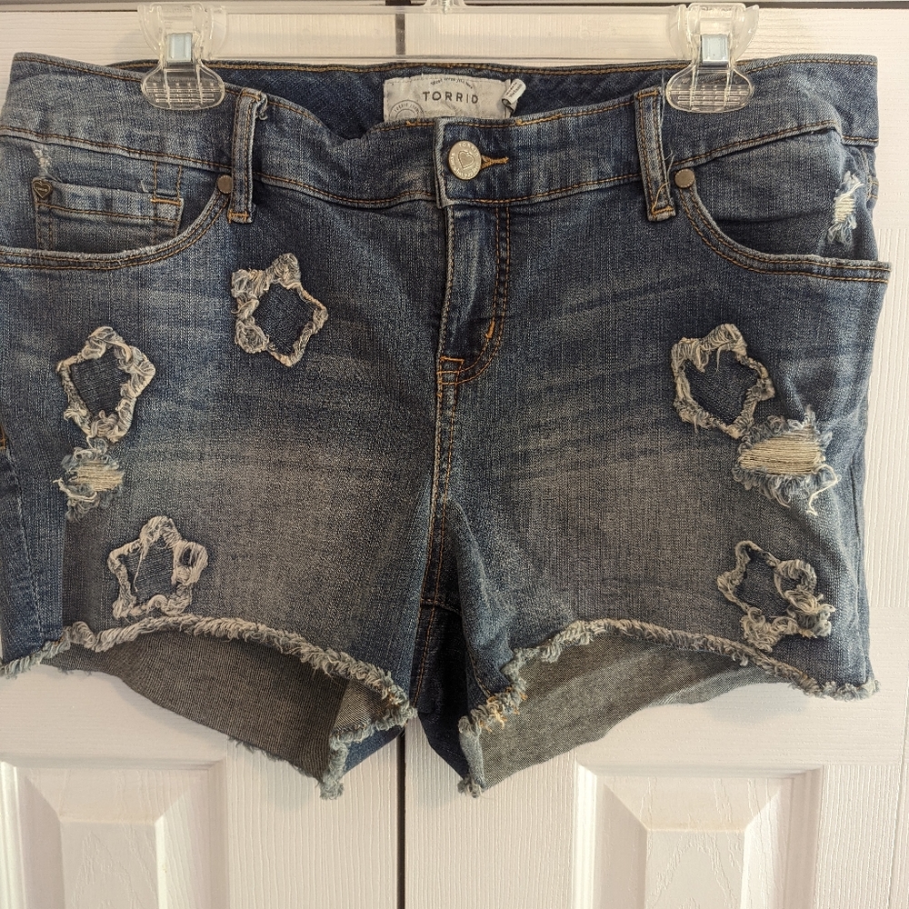 torrid Distressed Blue Denim Jean Shorts